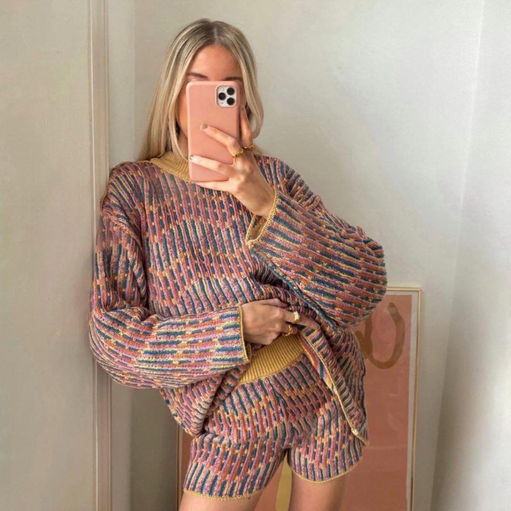 Free People Malibu Pattern Sweater Set
